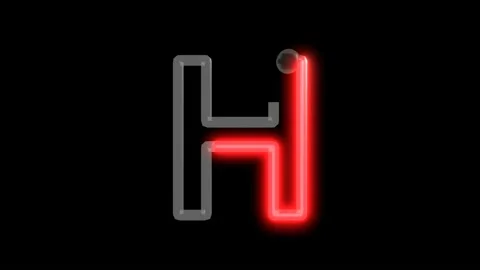 Neon script word  Themed Font  Letter H Stock Footage 220304399