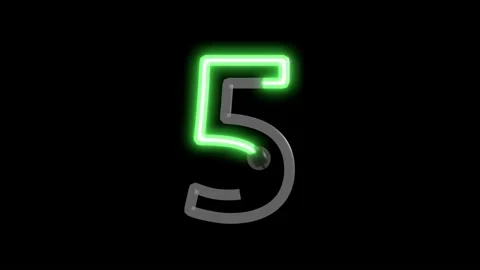 Neon script word  Themed Font  Number 5 Stock Footage 220304519