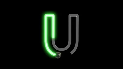 Neon script word  Themed Font  Letter U Video stock 220304535