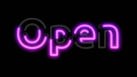 Neon script word Themed Font Open | Stock Video | Pond5
