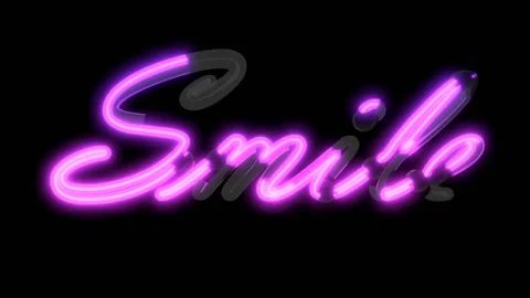Neon script word  Themed Font  Smile Stock Footage 220304602
