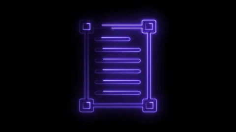 Neon scroll animation,glowing document icon background,digital information Stock Footage 330778066