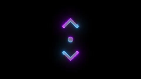 Neon scroll mode icon cyan purple color glowing animation black background Stock Footage 270210117