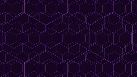 Neon seamless geometric hexagons pattern on dark gradient Stock Footage 237572977