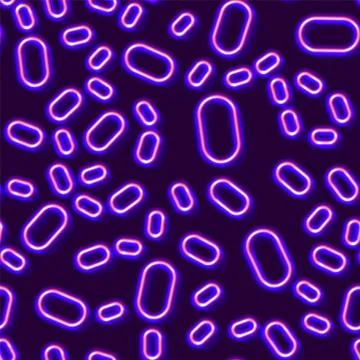 Neon seamless pattern with 80s style shapes and glowing purple Stock Illustration