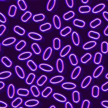 Neon seamless pattern with 80s style shapes and glowing purple Illustrazione stock