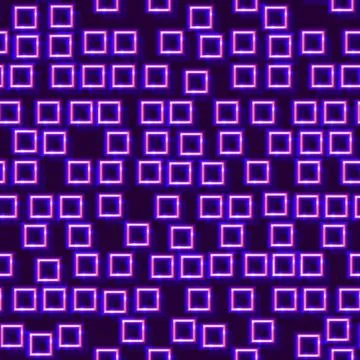 Neon seamless pattern with 80s style shapes and glowing purple Stock Illustration