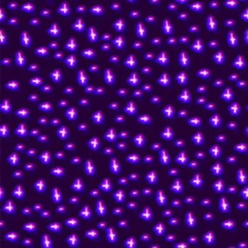 Neon seamless pattern with 80s style shapes and glowing purple Stock Illustration