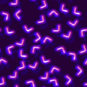 Neon seamless pattern with 80s style shapes and glowing purple Stockillustratie
