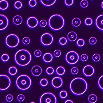 Neon seamless pattern with 80s style shapes and glowing purple Illustrazione stock