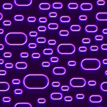 Neon seamless pattern with 80s style shapes and glowing purple Stock Illustration