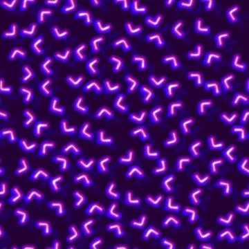 Neon seamless pattern with 80s style shapes and glowing purple 스톡 일러스트