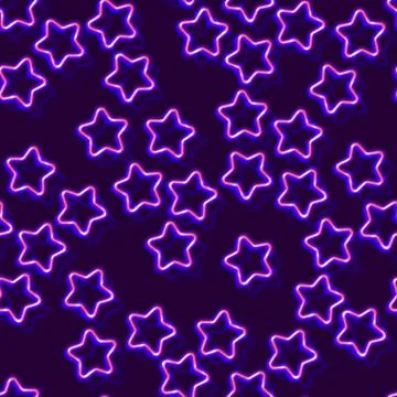 Neon seamless pattern with 80s style shapes and glowing purple Stock Illustration