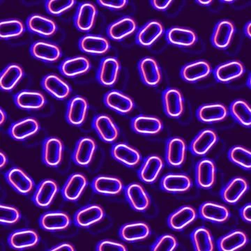 Neon seamless pattern with 80s style shapes and glowing purple Stockillustratie