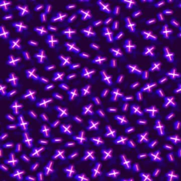 Neon seamless pattern with 80s style shapes and glowing purple Stockillustratie