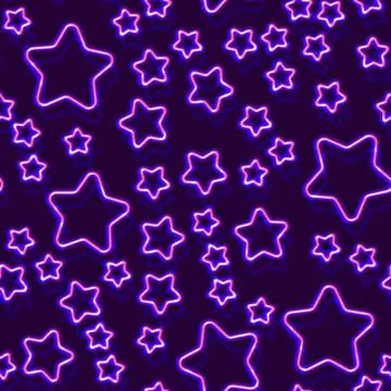 Neon seamless pattern with 80s style shapes and glowing purple Stockillustratie