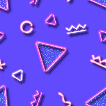Neon seamless pattern with and 80s abstract arcade style Stockillustratie