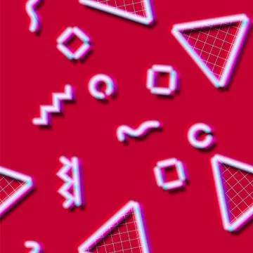 Neon seamless pattern with and 80s abstract arcade style Stockillustratie