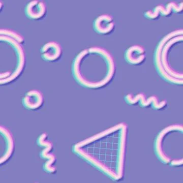 Neon seamless pattern with and 80s abstract arcade style Illustrazione stock