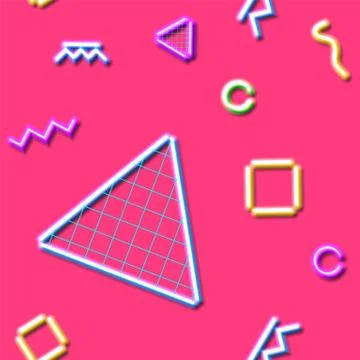 Neon seamless pattern with and 80s or 90s abstract arcade style Stockillustratie