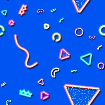 Neon seamless pattern with and 80s or 90s abstract arcade style 스톡 일러스트