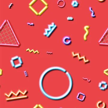 Neon seamless pattern with and 80s or 90s abstract arcade style Stock Illustration