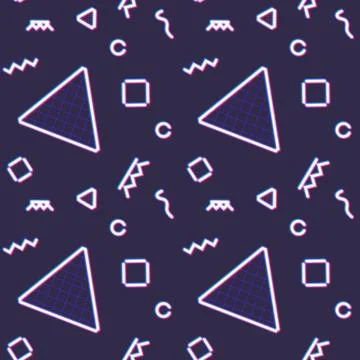 Neon seamless pattern with memphis and 80s style Stock Illustration