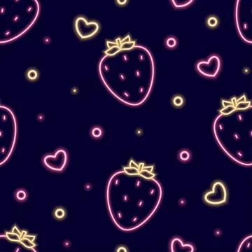 Neon seamless pattern with romantic Valentine's Day themed icons. Illustrazione stock