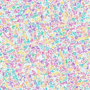 Neon Seamless Pattern Squiggle Scribble And Curls Stock Illustration
