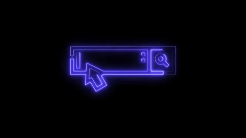Neon search bar animation with cursor clicking on magnifying glass against .. Stock Footage 312333375