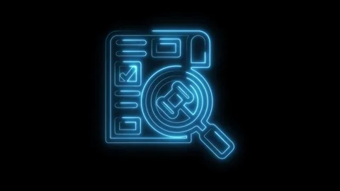Neon search engine optimization concept checkmark and magnifying glass icon.. Video stock 312310507