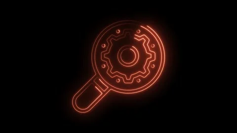 Neon search engine optimization icon animation with black background loopable Stock Footage 322974901