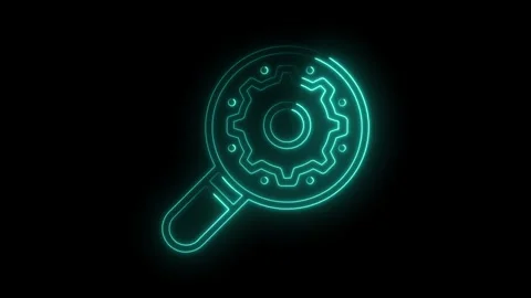 Neon search engine optimization icon animation on a dark background Stock Footage 322974902