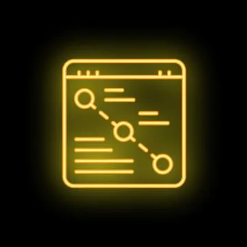 Neon search engine optimization icon showing website analysis with connecte.. 스톡 일러스트