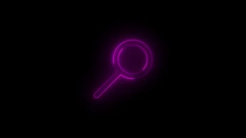 Neon search medium icon glowing black background animation Stock Footage 289564248