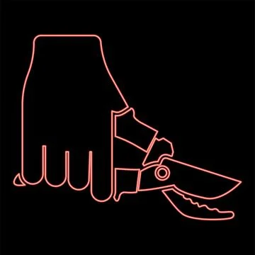Neon secateur in hand garden pruner pruning shears Clippers Hand scissors M.. Stock Illustration