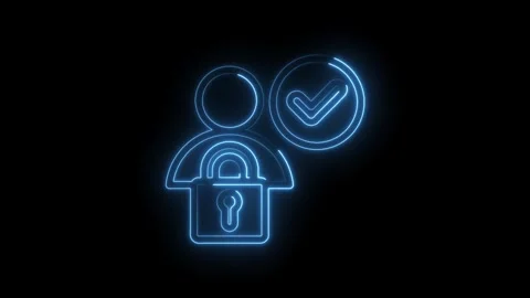 Neon secure account login verification icon digital security and user Stock Footage 330785277
