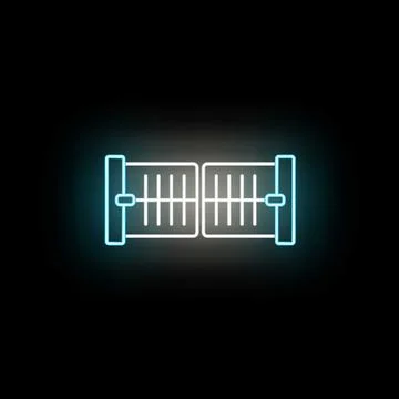Neon security gate icon glowing digital barrier Illustrazione stock