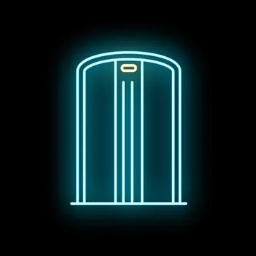 Neon security scanner gate checking airport passengers 스톡 일러스트