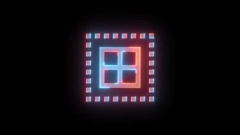 Neon select all icon brown cyan color glowing animation black background Stock Footage 266227411