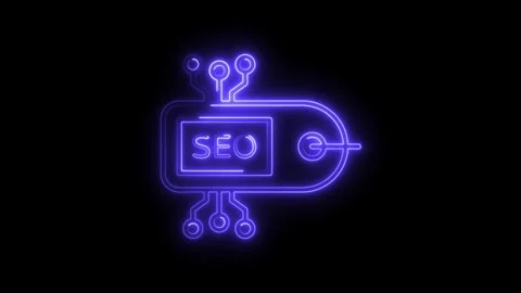 Neon seo concept connection with digital network on black background animat.. Stock Footage 314649694
