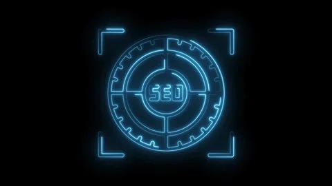 Neon seo target search engine optimization concept animation on a black bac.. Video stock 312306602
