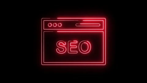 Neon seo website window display animation for digital marketing strategy an.. Stock Footage 308193178
