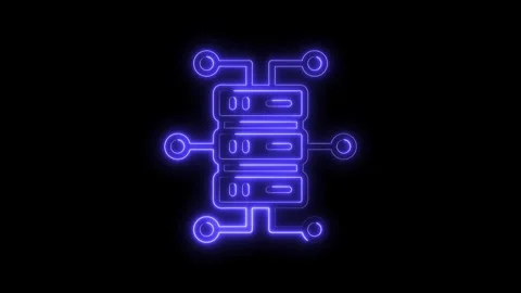 Neon server data center animation on black background for digital network Stock Footage 322966224