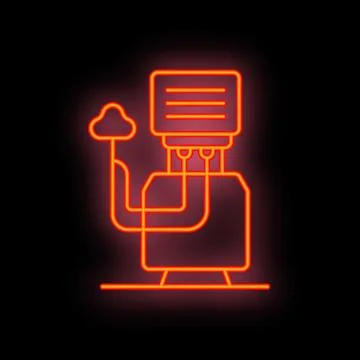 Neon server icon connecting to cloud service Illustrazione stock