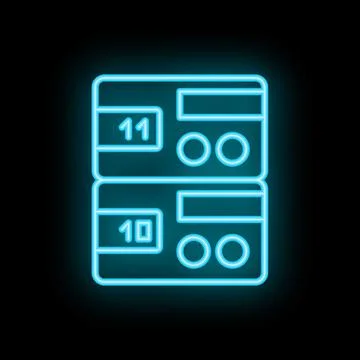 Neon server icon glowing against a dark background 스톡 일러스트
