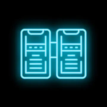 Neon server icon glowing on dark background イラスト素材