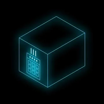 Neon server icon representing cloud computing and data storage Stock Illustration