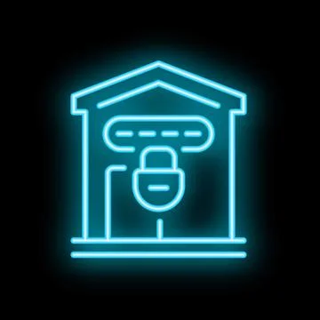 Neon server icon representing data security and protection Stock Illustration