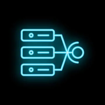 Neon server icon representing data storage and network solutions イラスト素材